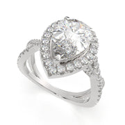 Ophelia Pear Cut Pave Halo Split Shank Engagement Ring Setting - Nivetta
